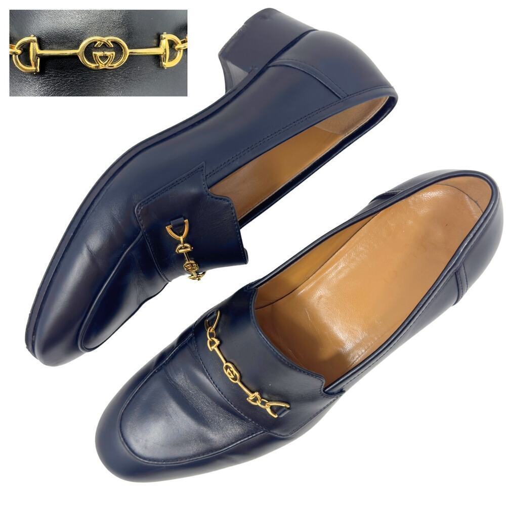 Gucci Jakarta Loafers Interlocking GG Logo Gold Horsebit Black‎ Calfskin Leather - Picture 10 of 10